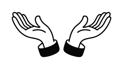 Obraz premium open hands with palms up and cuffs gesture of offering or receiving