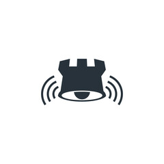 Modern Minimalist Castle Fortress Logo with Dynamic Signal Waves for Smart Home Security and Communication Identity