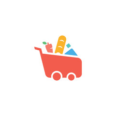 Fresh Grocery Shopping Cart Logo for Online Food Store and Delivery Service