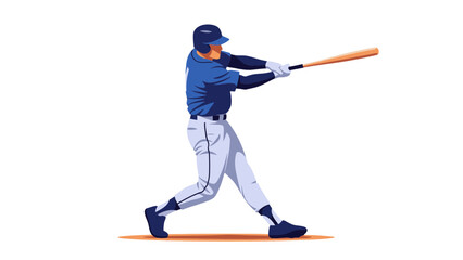Obraz premium Baseball Player Swinging Bat Vector Illustration Action Sport Athlete Graphic Design for Sports Websites and Marketing
