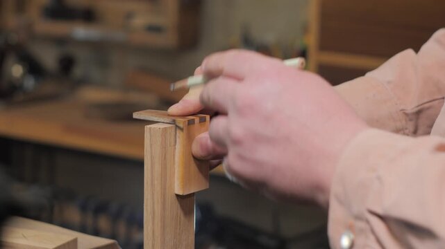 Marking the wooden detail woodworking