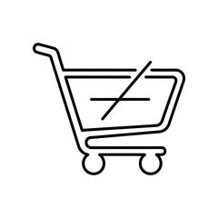 Clean and modern shopping cart icon in black line art style, perfect for e-commerce, retail, and business web design projects.