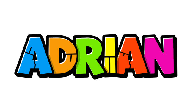 Adrian Typography Illustration 3D Render Colorful Bold Text Font Design for Personalization and Branding