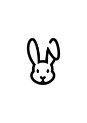 Obraz premium White rabbit silhouette on black background minimalist illustration