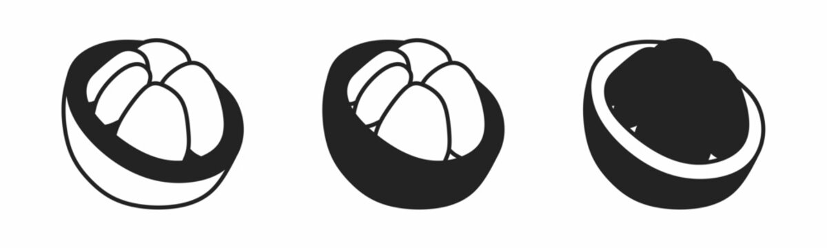 Mangosten icon on white background. Vector logo mangosten illustration.