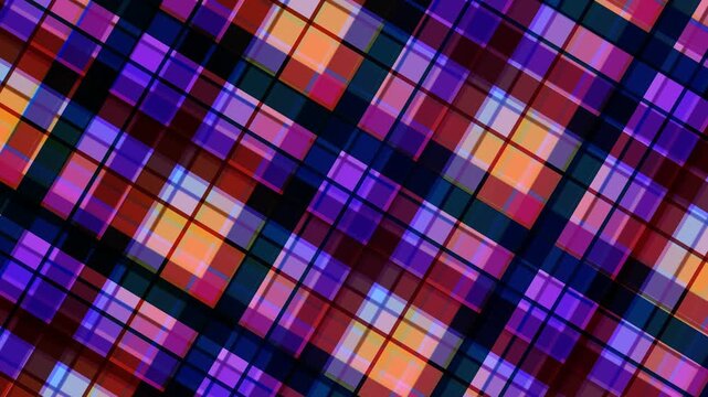 Colorful pixel grid animation with glowing gradient tiles creating energetic modern backdrop. Ideal for social media reels, club visuals, presentations, branding intros, and creative overlays.