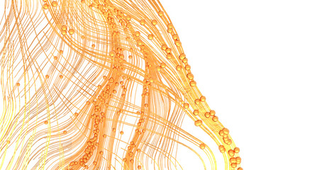 Abstract golden lines with spheres creating a sense of energy and flow, representing concepts like...