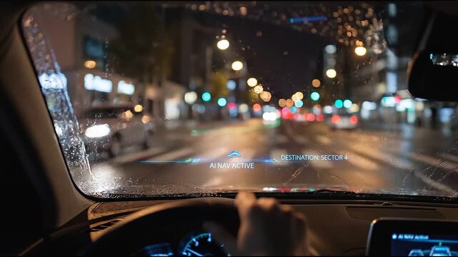 Automotive navigation system displaying data during night drive