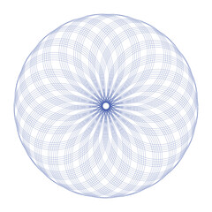 Intricate Geometric Circular Pattern with a Floral-like Design in Blue