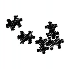 Black puzzle pieces in a creative sketch. Black and white business doodle illustration