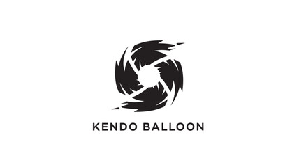 Fototapeta premium Professional kendo balloon logo featuring abstract swirling shapes in black and white, symbolizing motion and energy, ideal for branding and commercial use.