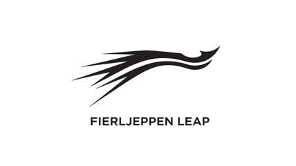 High-quality logo design featuring an abstract Fierljeppen leap motion in black on a clean white background, conveying energy and movement.