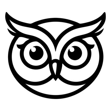 Owl Thick Line Art Vector Logo Design