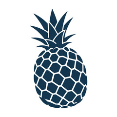 Obraz premium Vibrant tropical fruit illustration showcasing a stylized pineapple with intricate hexagonal patterns and sharp crown leaves against a clean white background for vibrant branding
