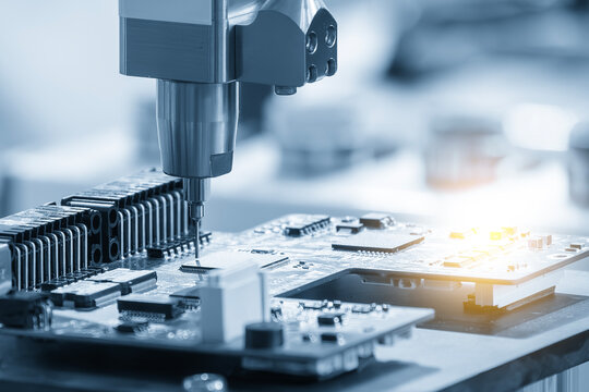 Advanced robotic assembly system performing high-precision integration of computer hardware components in a smart factory environment.