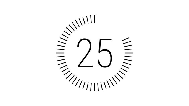 Motion graphic simple animation of counting from 30 to 0 seconds a circular loading