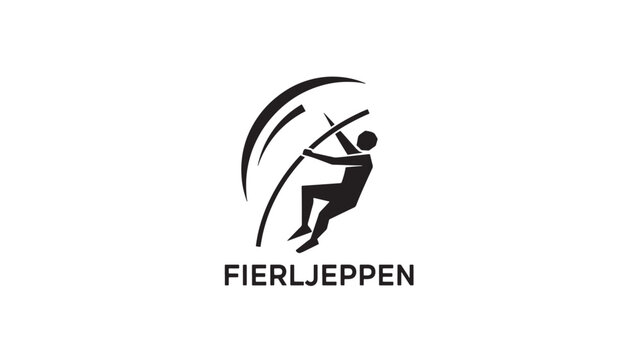 A minimalist black logo featuring a windsurfer in action, accompanied by the text FIERLJEPPEN, set against a clean white backdrop