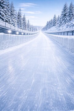 Winter Luge Track in Snowy Landscape