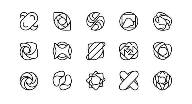 Abstract geometric shapes logo design elements set