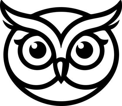 Owl Thick Line Art Logo Design