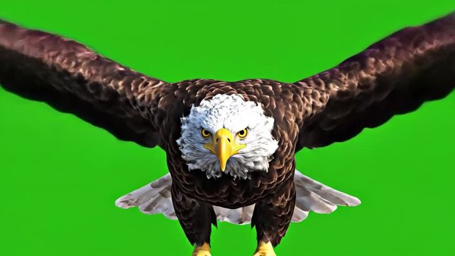 Bald Eagle Flying with Outstretched Wings.