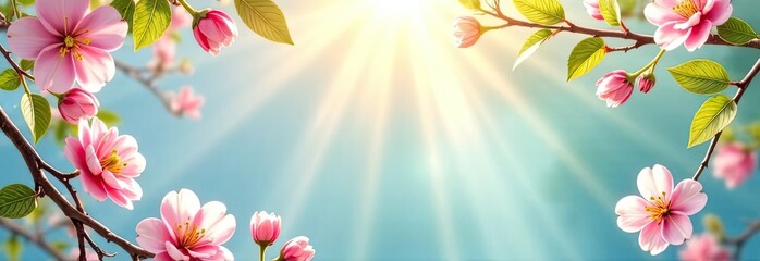 Plakat Wide blossom border ? garden celebration, place for text, spring fair, vegetables, announcement, invitation