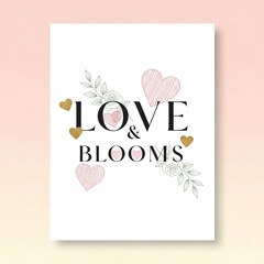 love and blooms valentine card with hearts and flowers