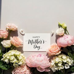 Happy Mothers Day card with flowers arrangement