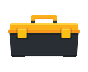 Simple Yellow and Black Plastic Tool Box on white background