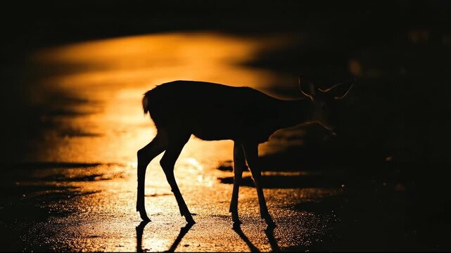 A serene silhouette of a deer against a warm sunset backdrop.