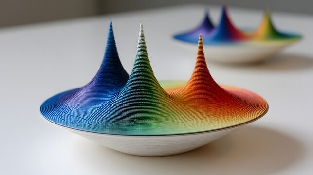 Intricate Geometry of Multicolored Parametric Surface Plot in Calculus Visualization