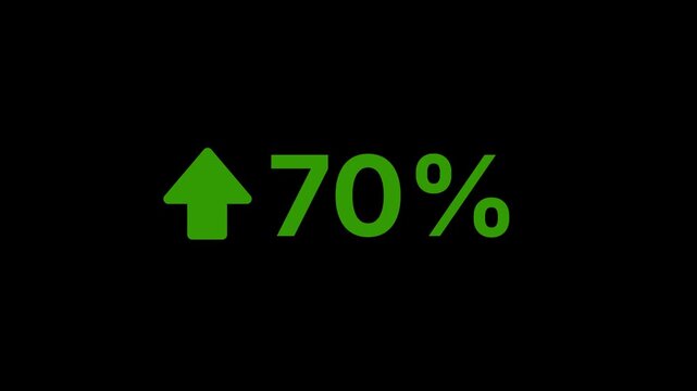 70 percent growth with green arrow animation