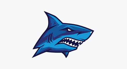 Blue Shark Mascot Head Illustration