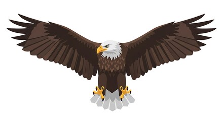 Obraz premium Bald Eagle Flying with Spread Wings.