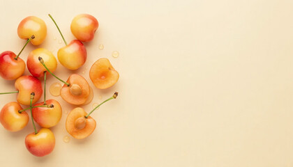 Summer fruit cherry concept on soft pastel background