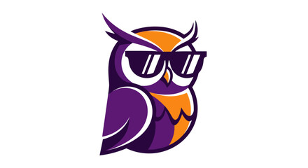 Obraz premium Stylized owl illustration wearing sunglasses for conceptual design