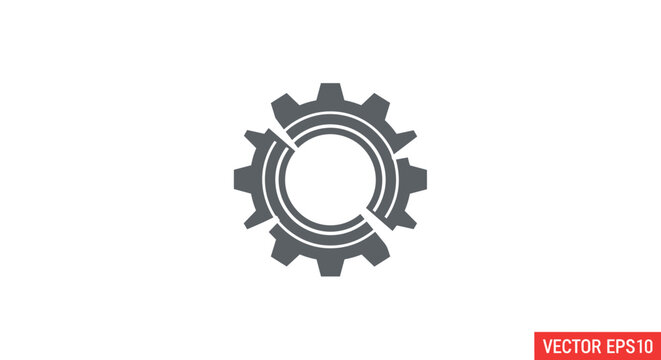 Black Gear Icon Vector Illustration Isolated.