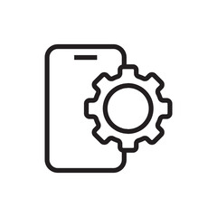 Mobile App Settings and Smartphone Optimization Line Icon