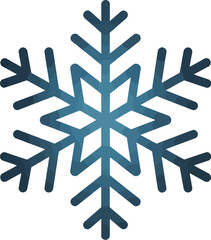 A blue snowflake icon viewed from front, symmetrical design, frosty atmosphere, winter scene, isolated illustration