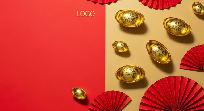 Red and Gold Chinese New Year Ingots.