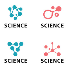 Science concept icons with molecular structures and text  educational symbols icon