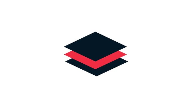 Modern geometric shapes in dark blue and red