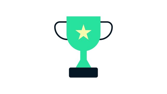 Green trophy with gold star symbolizing achievement and success