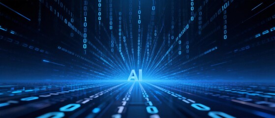 Obraz premium AI with binary code background