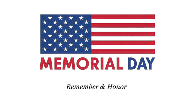 Memorial day patriotic american flag design isolated on transparent background