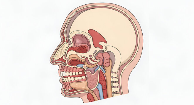 Human Head Anatomy Cross Section Illustration