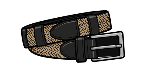Stylish woven pattern belt with a sleek black buckle for a modern look.