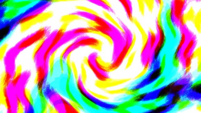 Bright Rainbow Paint Swirling Dynamic Movement On White Canvas Modern Abstract Psychedelic Art