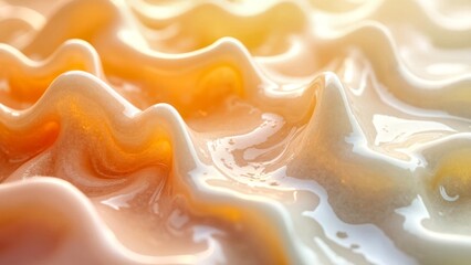 Orange white fluid ripple abstract art