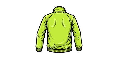 Bright green zip-up jacket with contrasting black trim and buttons shown from the back © MD RIYAUL ISLAM